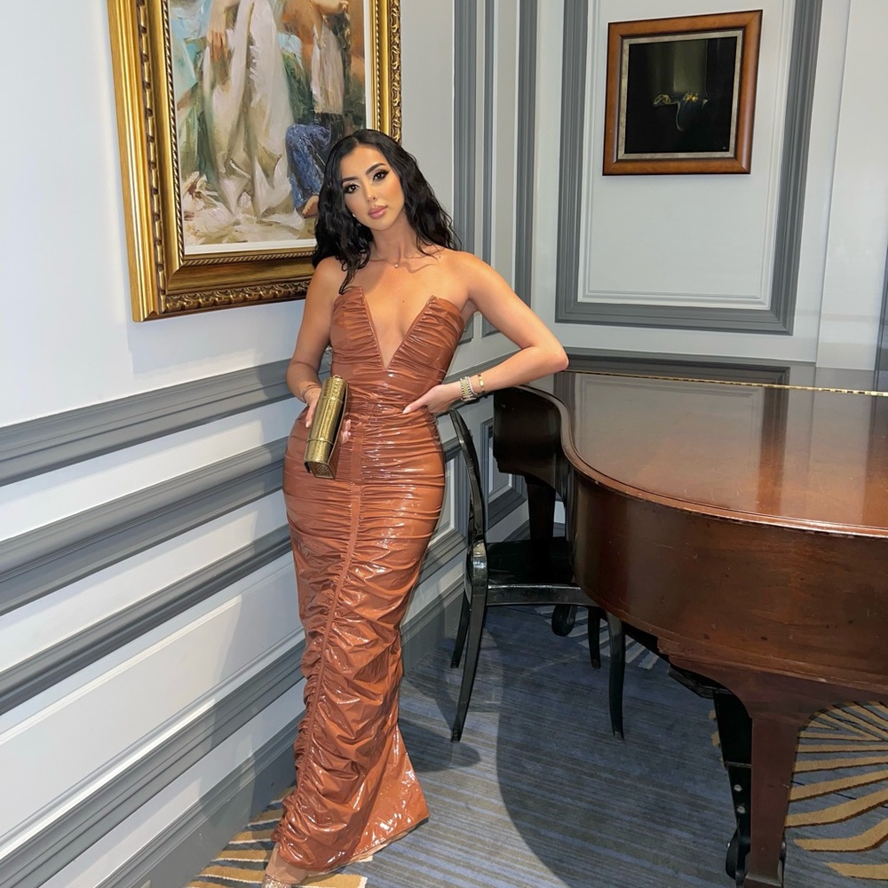 Tan pleather dress